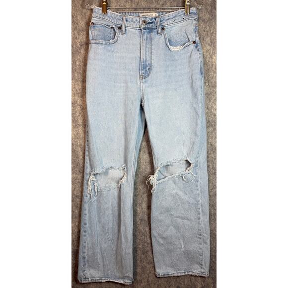 Abercrombie & Fitch 90s Relaxed High Rise Curve Love Jean Distressed - Size 27 - Picture 1 of 8